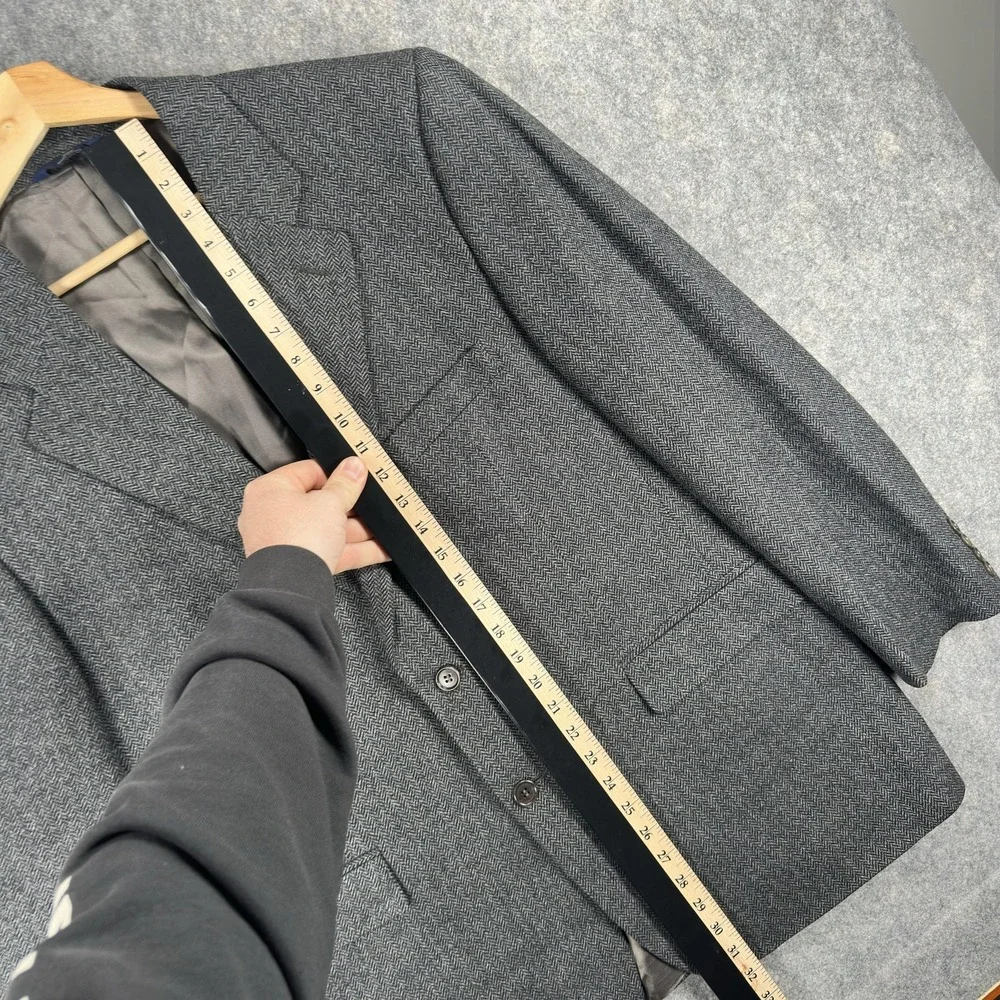Brooks‎ Brothers Blazer Mens XL 45 Gray Herringbone Lambswool Sport Coat Jacket